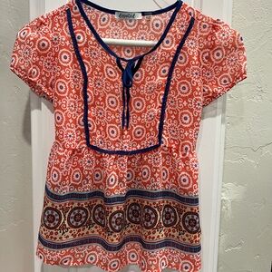 Boho light summer short sleeve top girls 7/8 S